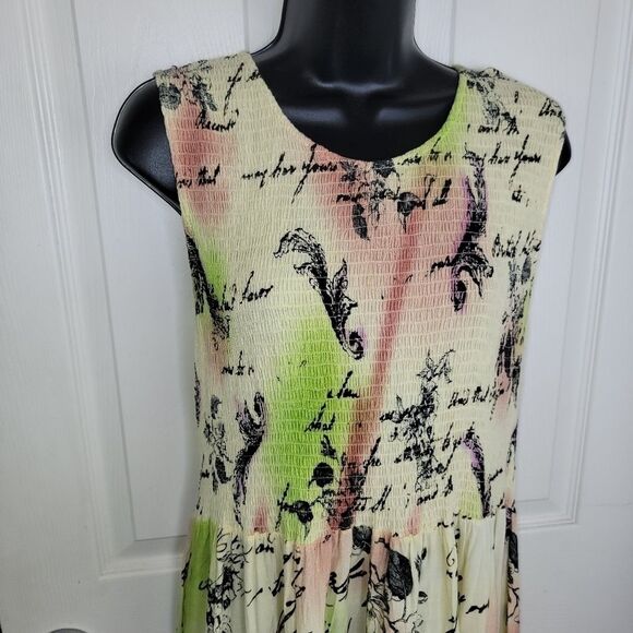 Jane Ashley vintage 80s 90s Woman floral print sleevless maxi dress size 1x - Picture 3 of 5